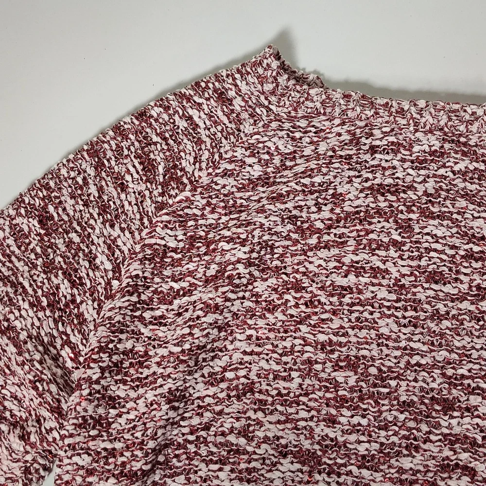 Soft Surroundings red white marled‎ sequin tunic sweater L